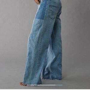 American Eagle Dreamy Drape STRETCH Patchwork Low-rise Baggy Jeans.   10 Short.